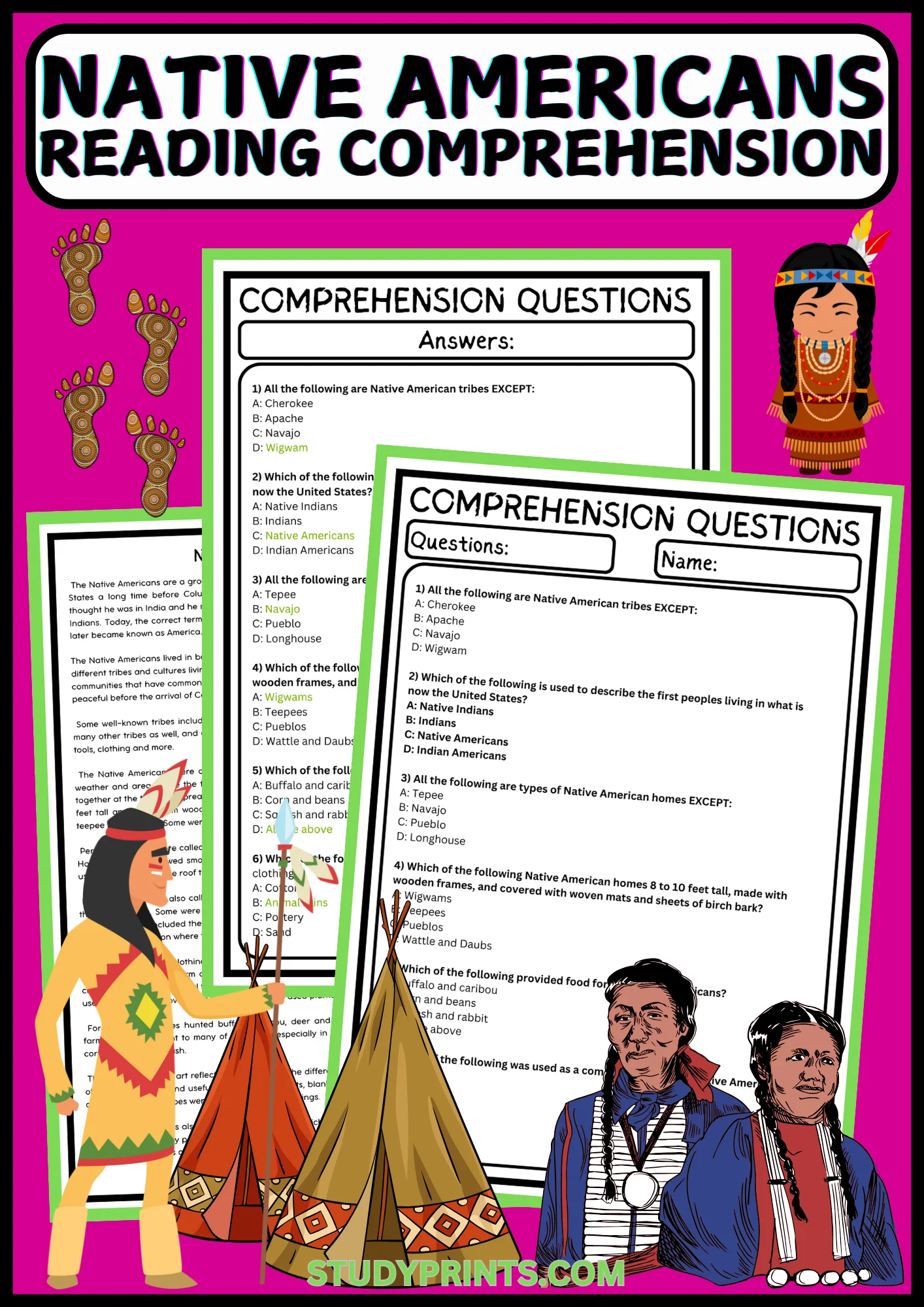 Native Americans Elementary Reading Comprehension product image (1)