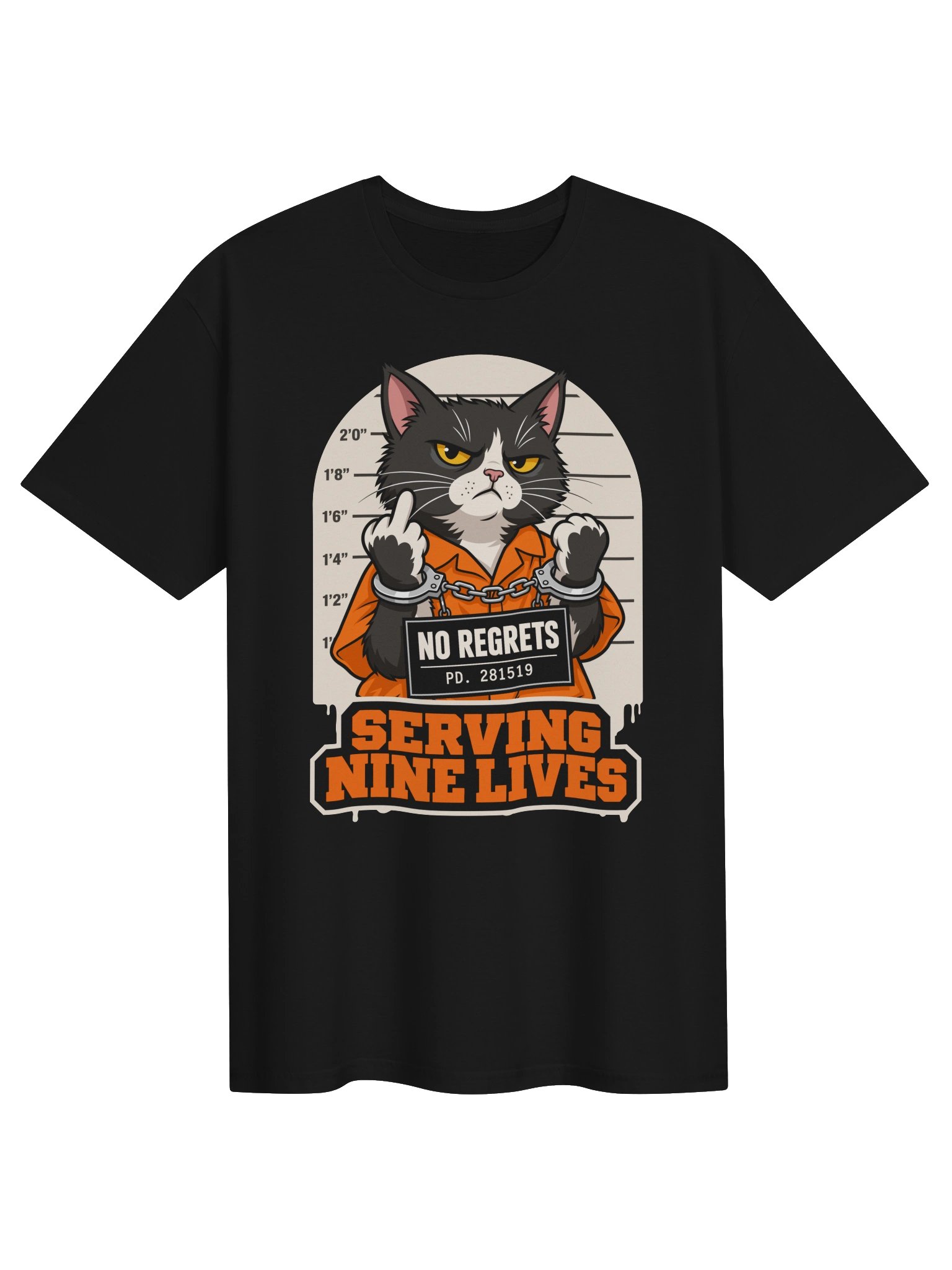 No Regrets, Serving Nine Lives Tuxedo Cat Shirt product image (2)