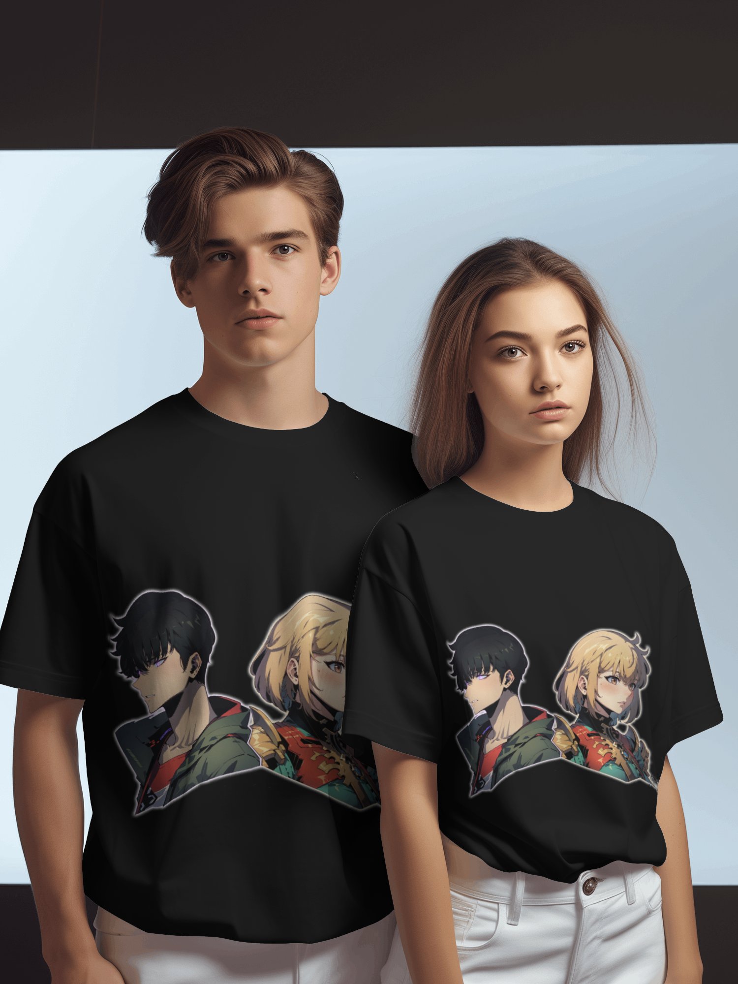 Shadow Monarch & Radiant Blade Duo Anime Streetwear Tee product image (2)