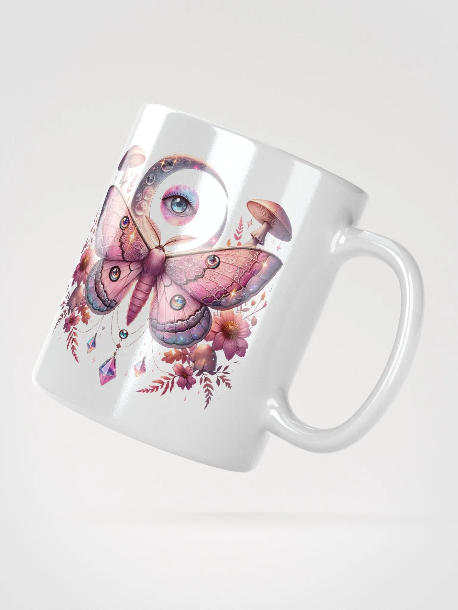 Pink Lunar Moths and Flowers Mug product image (6)