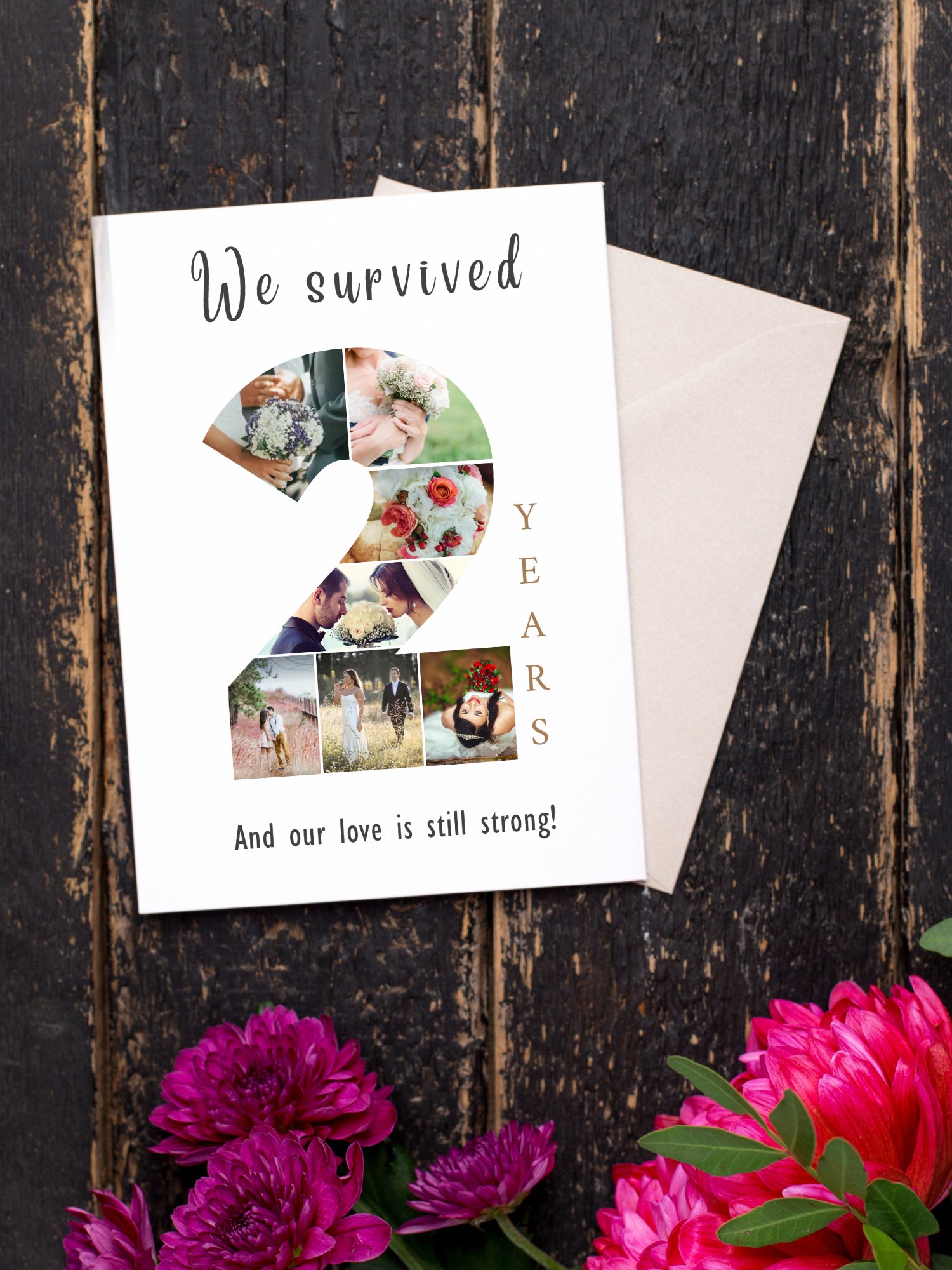 2 Year Anniversary Photo Card Editable Canva Template product image (3)