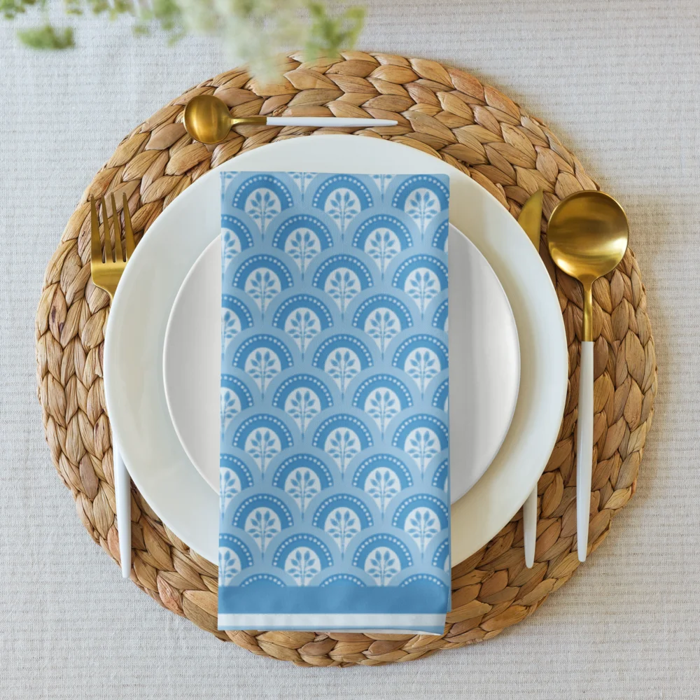 Le Blue Deco Cloth Napkin Set – Elegant Art Deco Dining (4-Piece) product image (7)