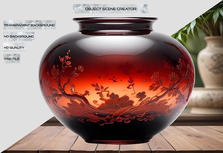 Chinese Glass Vase – Crimson Sunset Elegance PNG product image (2)