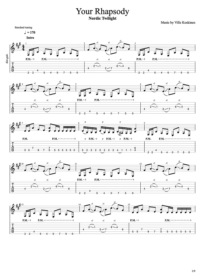 Nordic Twilight - Your Rhapsody (guitar pro tab) product image (1)