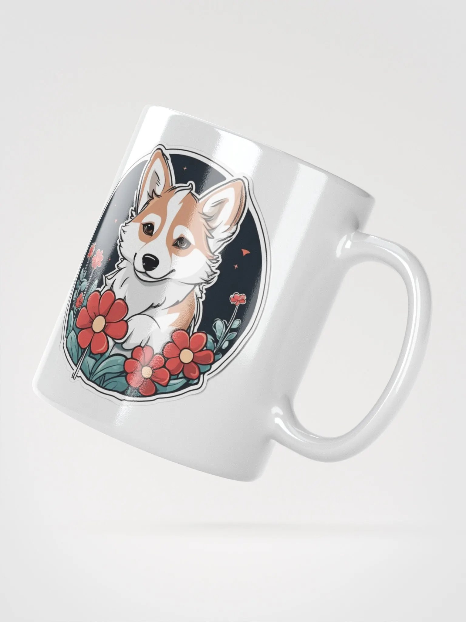 Red Daisy White Glossy Mug product image (3)