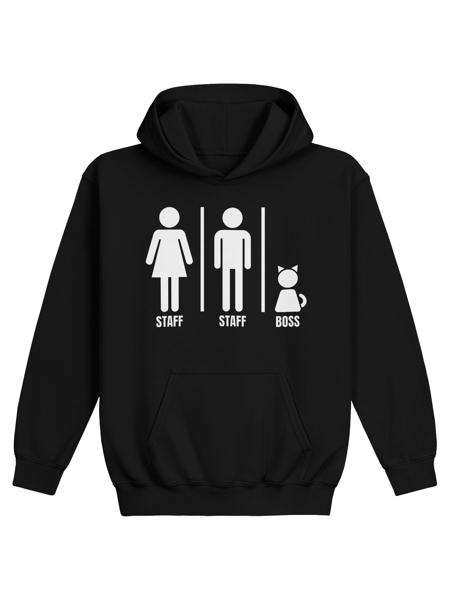 Bathroom Sign with Cat the Boss - Unisex Youth Hoodie product image (1)