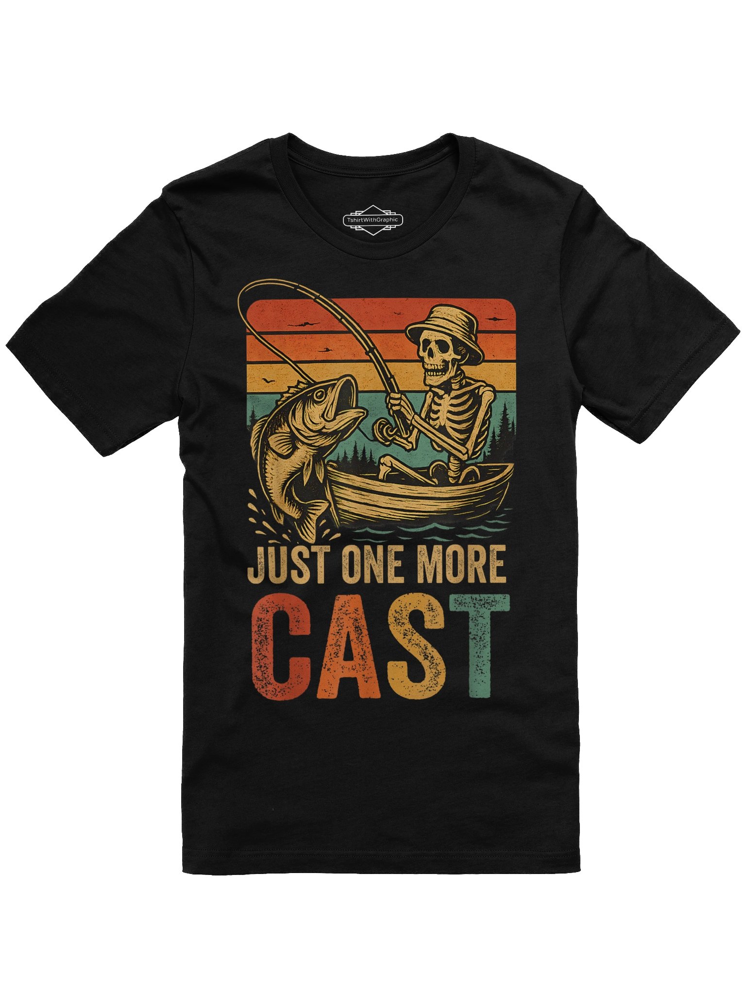 Just One More Cast Funny Retro Fishing Bass Fishing Enthusiasts Unisex T-Shirt product image (1)