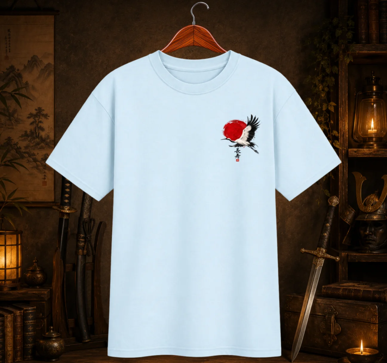 Japanese Crane & Cherry Blossom Double-Sided T-Shirt | Japanese Aesthetic Graphic Tee product image (1)