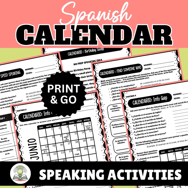 Calendar Speaking Activities Packet