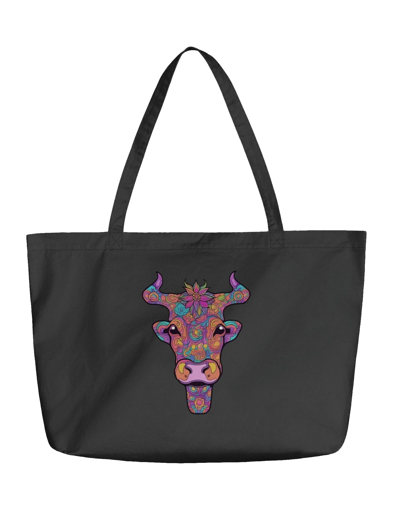 Floral Cow Face - Eco-conscious Organic Cotton Tote product image (1)
