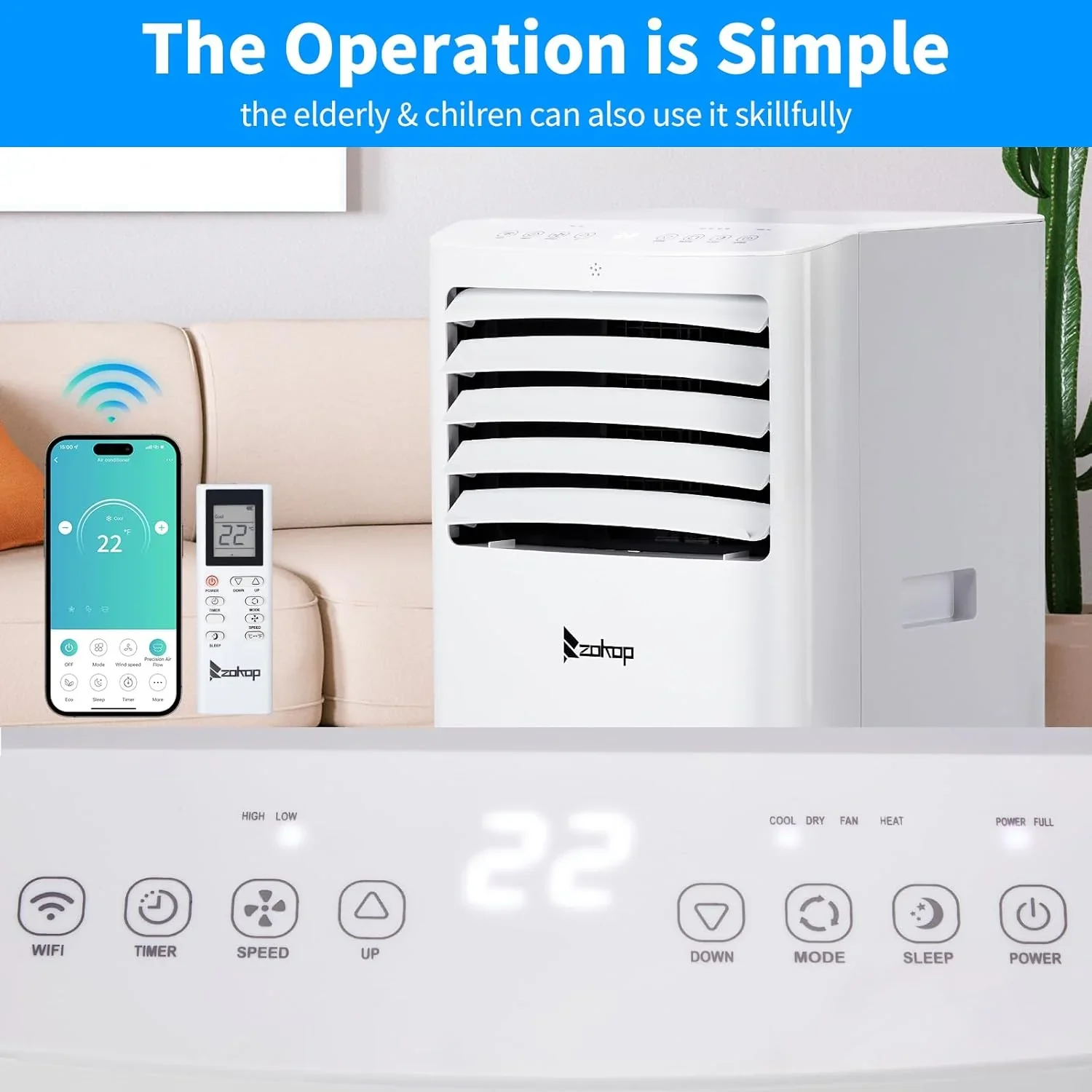 12000 BTU Portable Air Conditioner with Heating, Dehumidifier, WiFi & Remote Control product image (5)