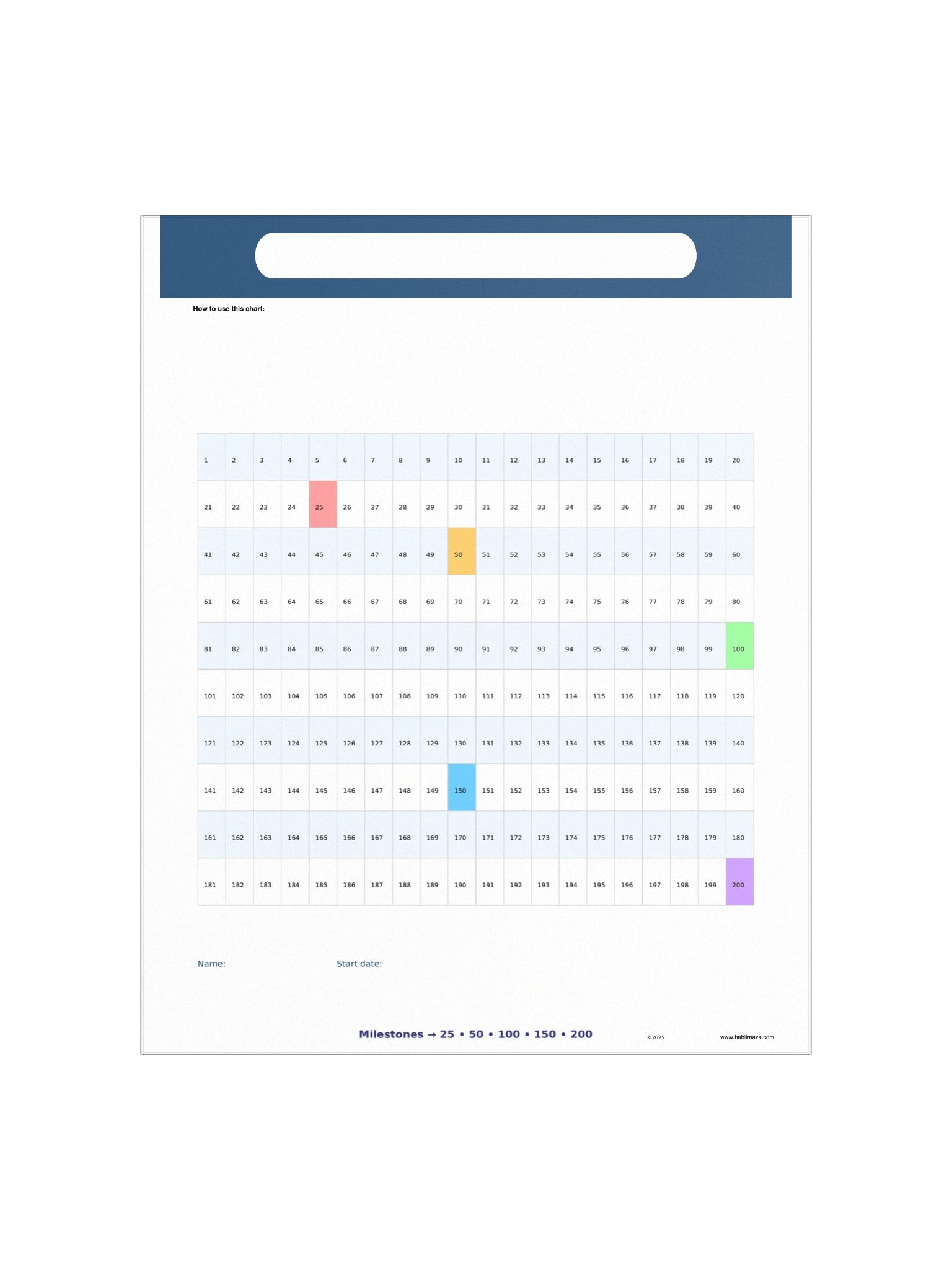 200 Count Mark Off Chart product image (2)