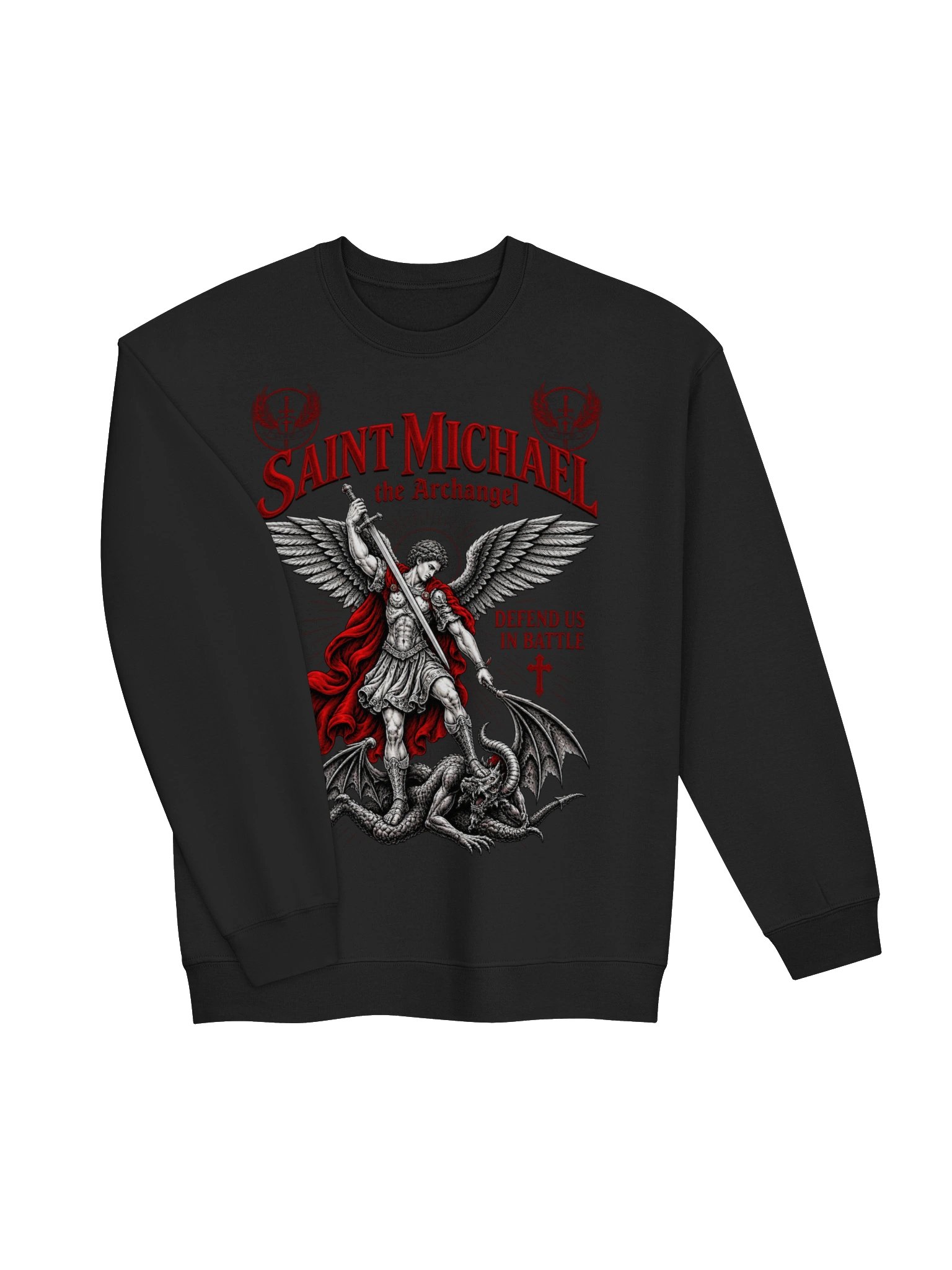 Saint Michael the Archangel Sweatshirt | Defend Us in Battle Catholic Christian Faith Crewneck | Religious Gift | Kingdom Life Co. product image (4)