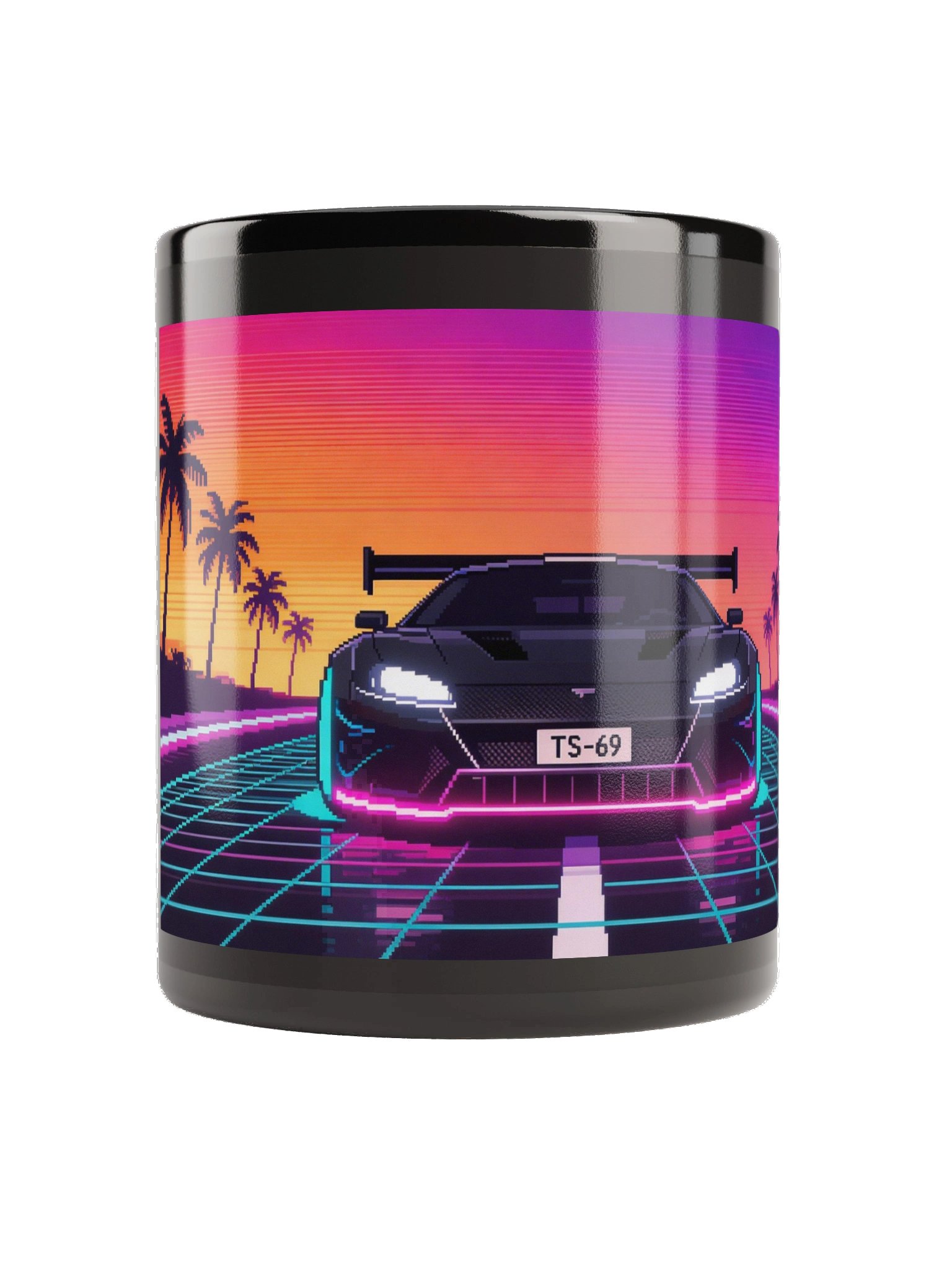 TS-69 Sunset Retro Pixel Art | Black Glossy Mug product image (2)