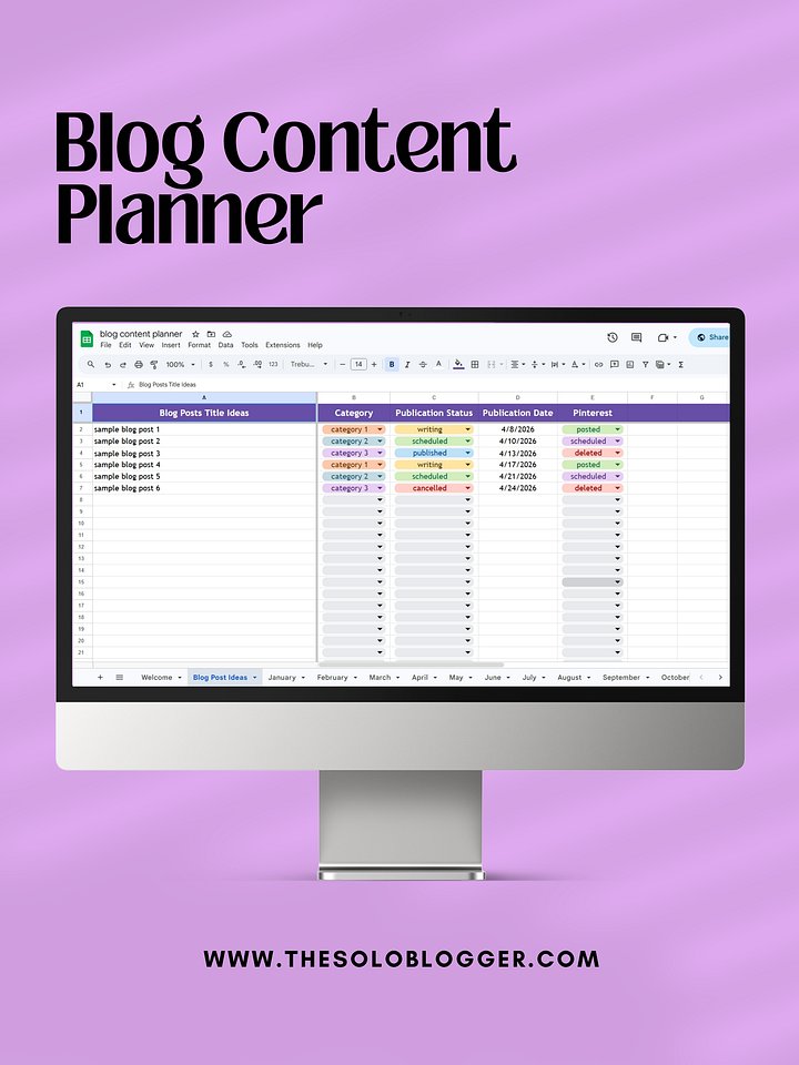 Blog Content Planner Sheets product image (1)