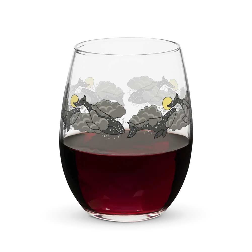 starry gray whale night sky stemless wine glass product image (4)