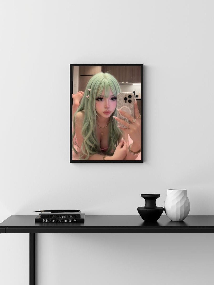 Cosplay Corner – Waifufaee Green Hair Mirror Selfie Glossy 8x10 Metal Print product image (3)