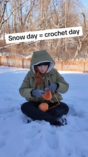 Snow day = crochet day ❄️🧶 Cozy winter crochet, crocheting in the snow, relaxing crochet vibes. #crochet #crochettok #crochet...