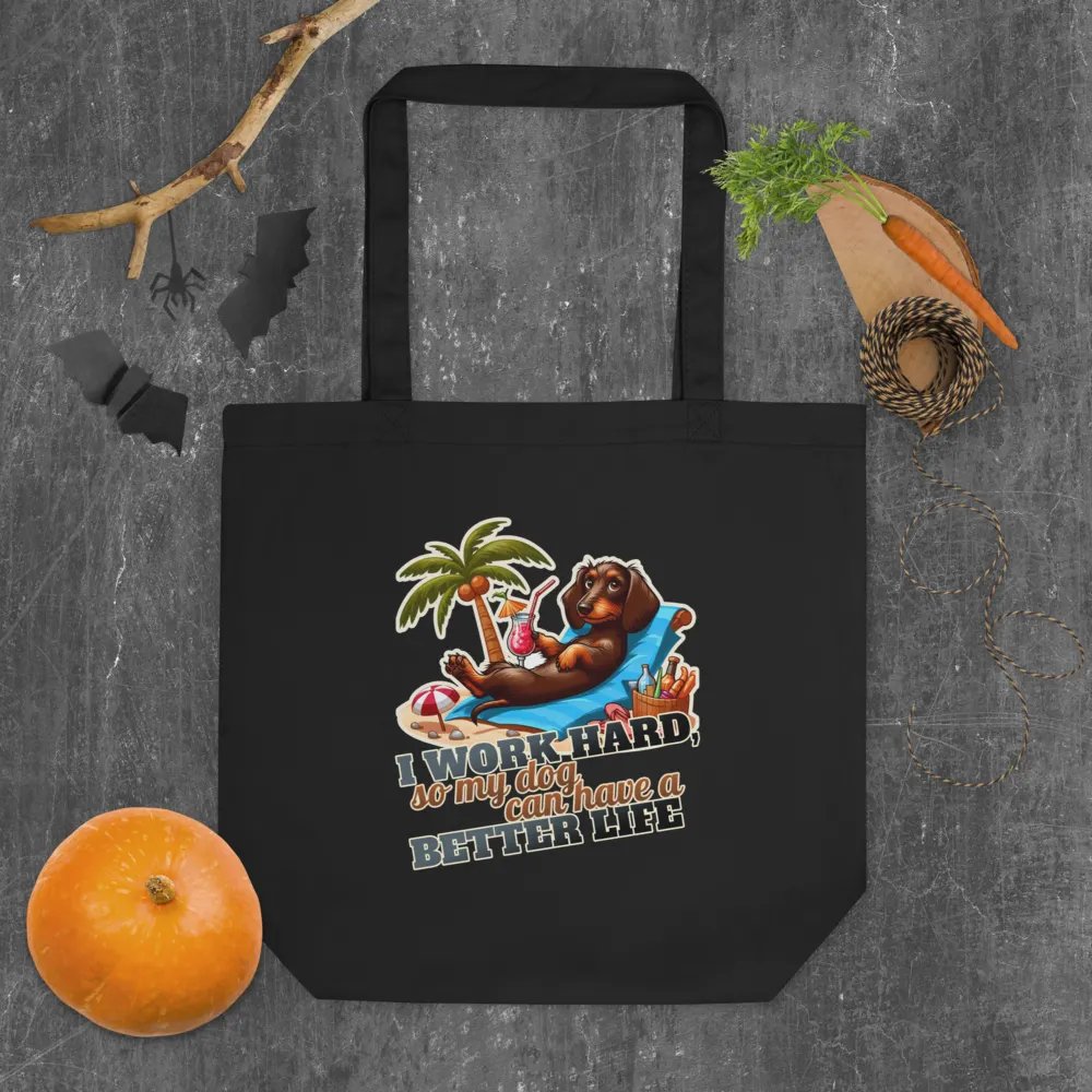 Work Hard – Dachshund Eco Tote Bag product image (6)