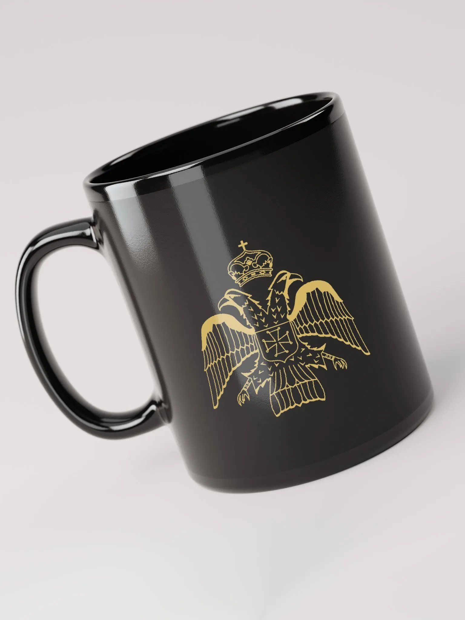 Double-Headed Eagle Gold Orthodox Christian Mug – Black Religious Coffee Cup, Faith Gift product image (3)