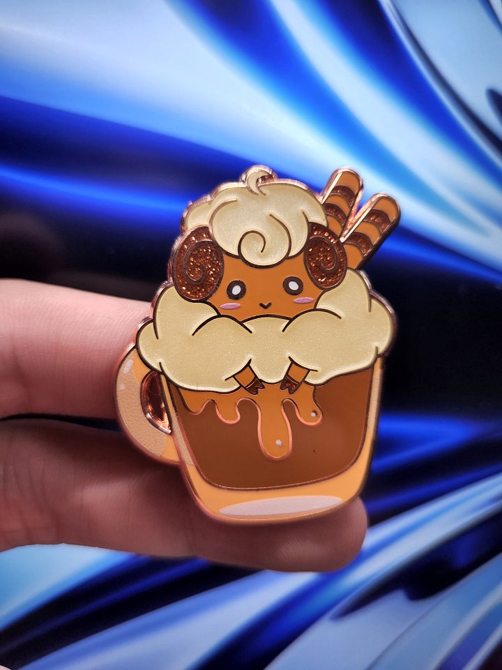 Enamel Pin - Zodiac Drinks - Cappuccino Lamb w/ Coffee Cookie Sticks product image (1)