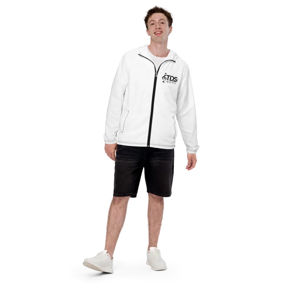 TDS Music Unisex Lightweight Water-Resistant White Windbreaker Jacket product image (6)