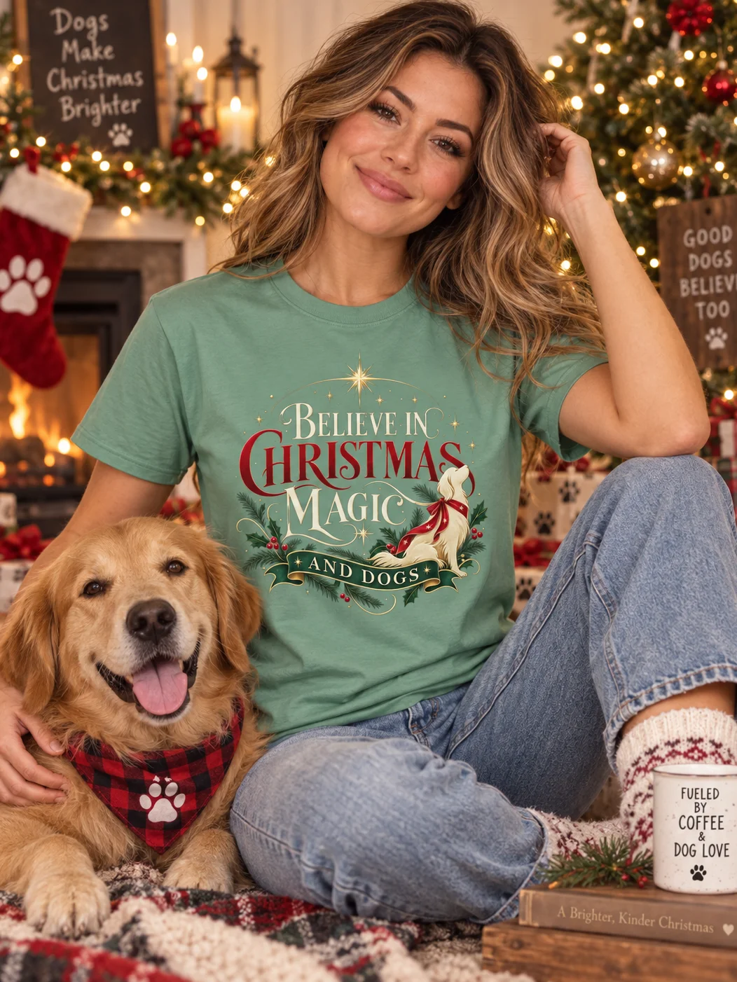 Christmas Dog T-Shirt for Women – Holiday Dog Lover Shirt product image (1)