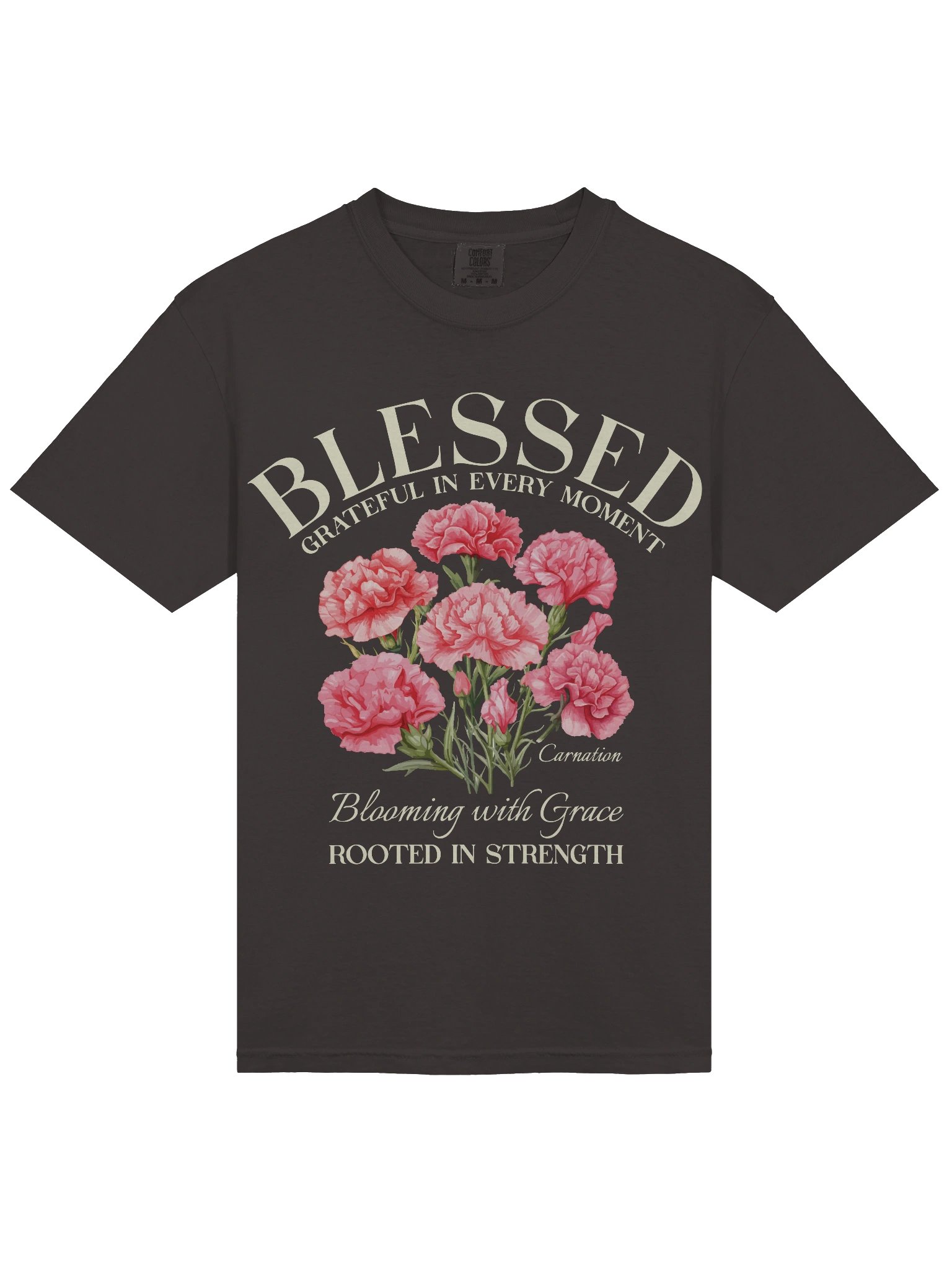 January Blessed Carnation Flower Shirt – Blooming with Grace Inspirational Floral Graphic Tee product image (7)