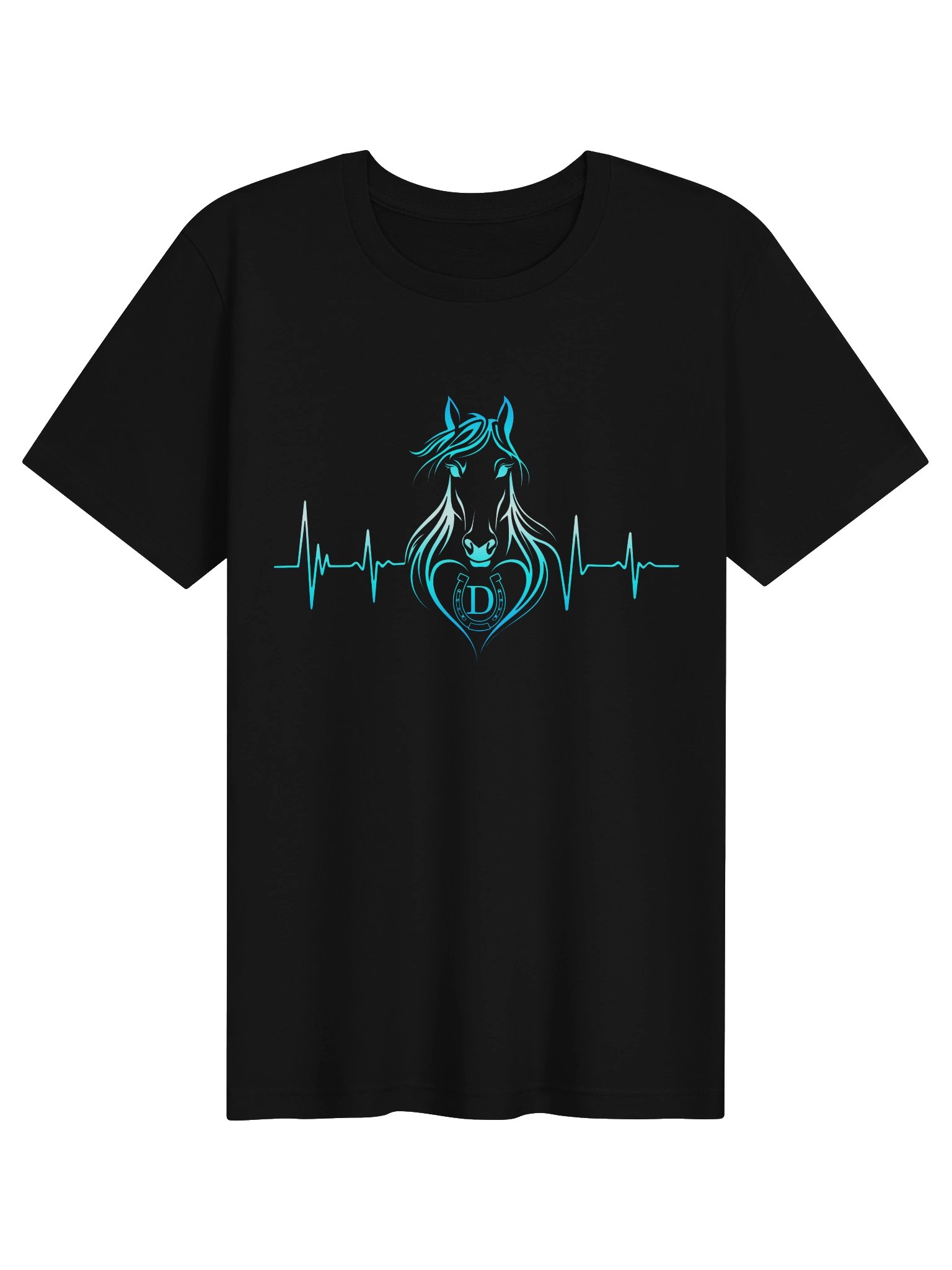Personalized Horse Heartbeat T-Shirt with Letter D | Unisex Equestrian Gift product image (1)