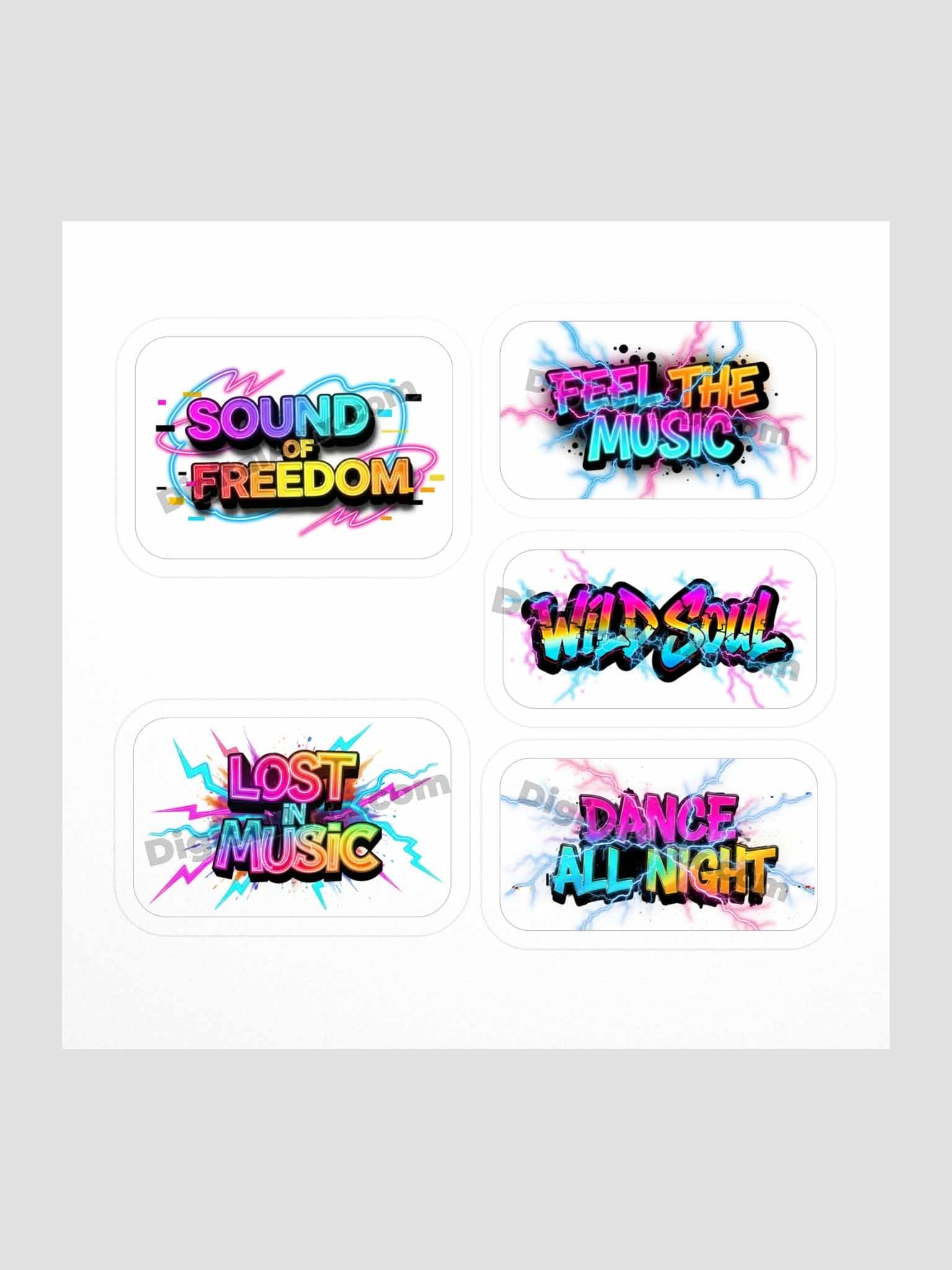 Neon Music Dance Kiss Cut Stickers Set product image (1)