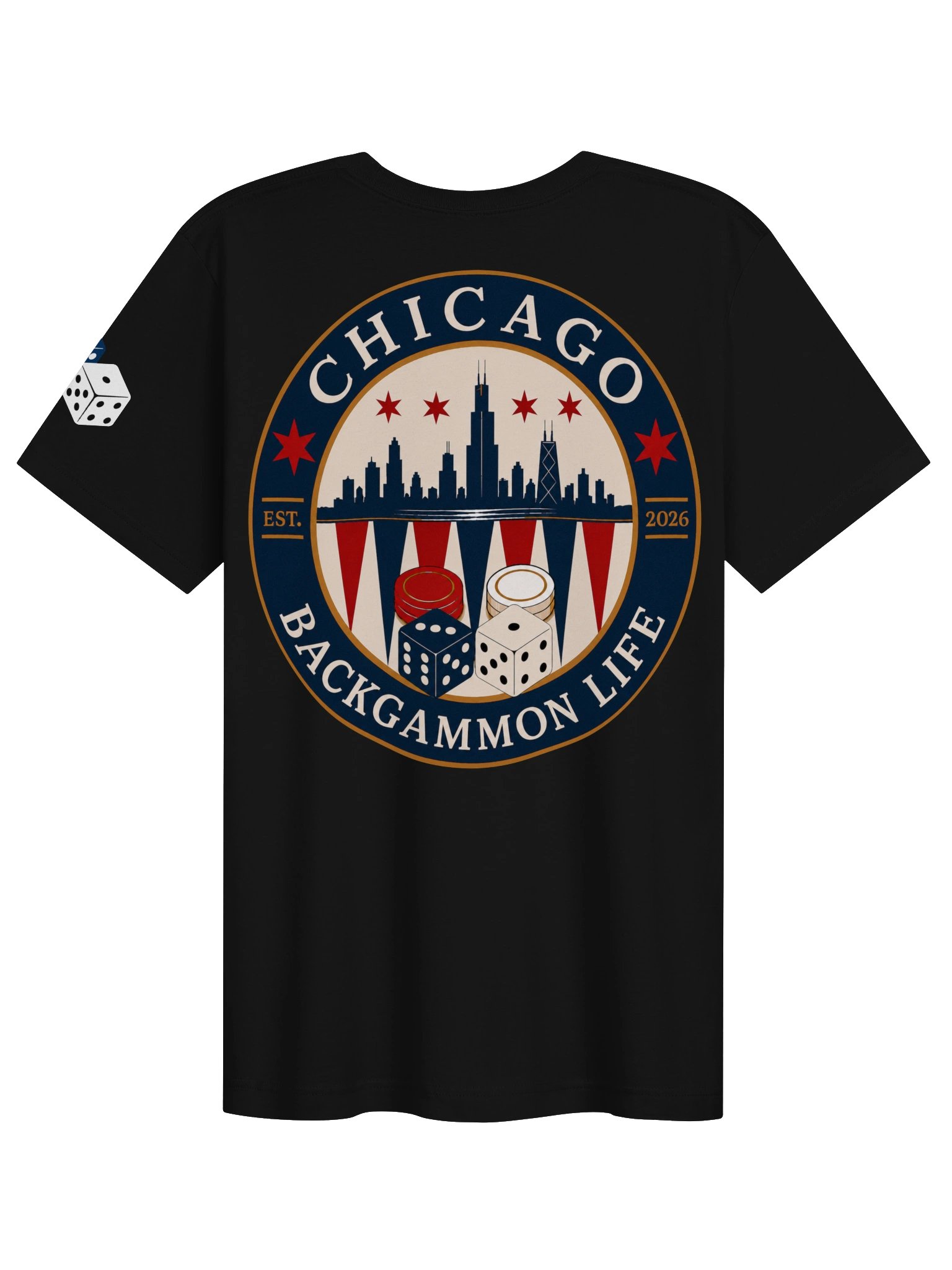 Chicago Backgammon Life Skyline Logo Tee product image (2)