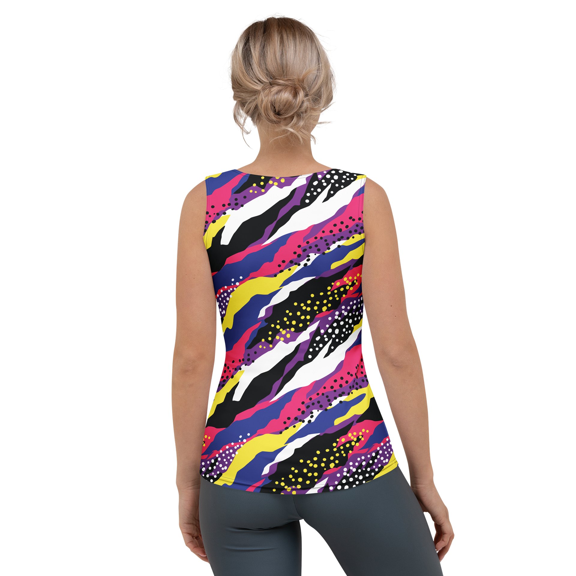 Retro 90s Cyber-Pop Waves | Vibrant All-Over Print Tank Top product image (2)