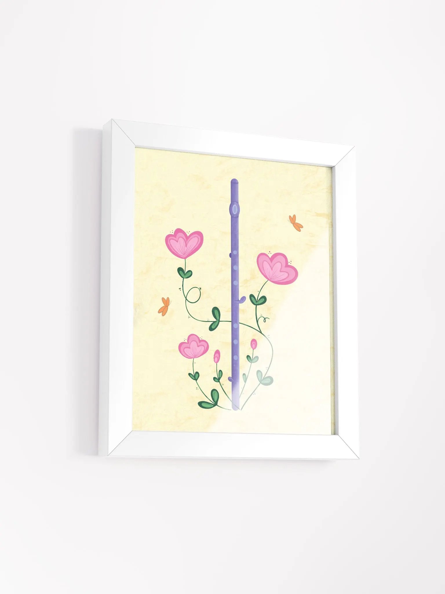Flute with Whimsical Pink Flowers Poster product image (6)