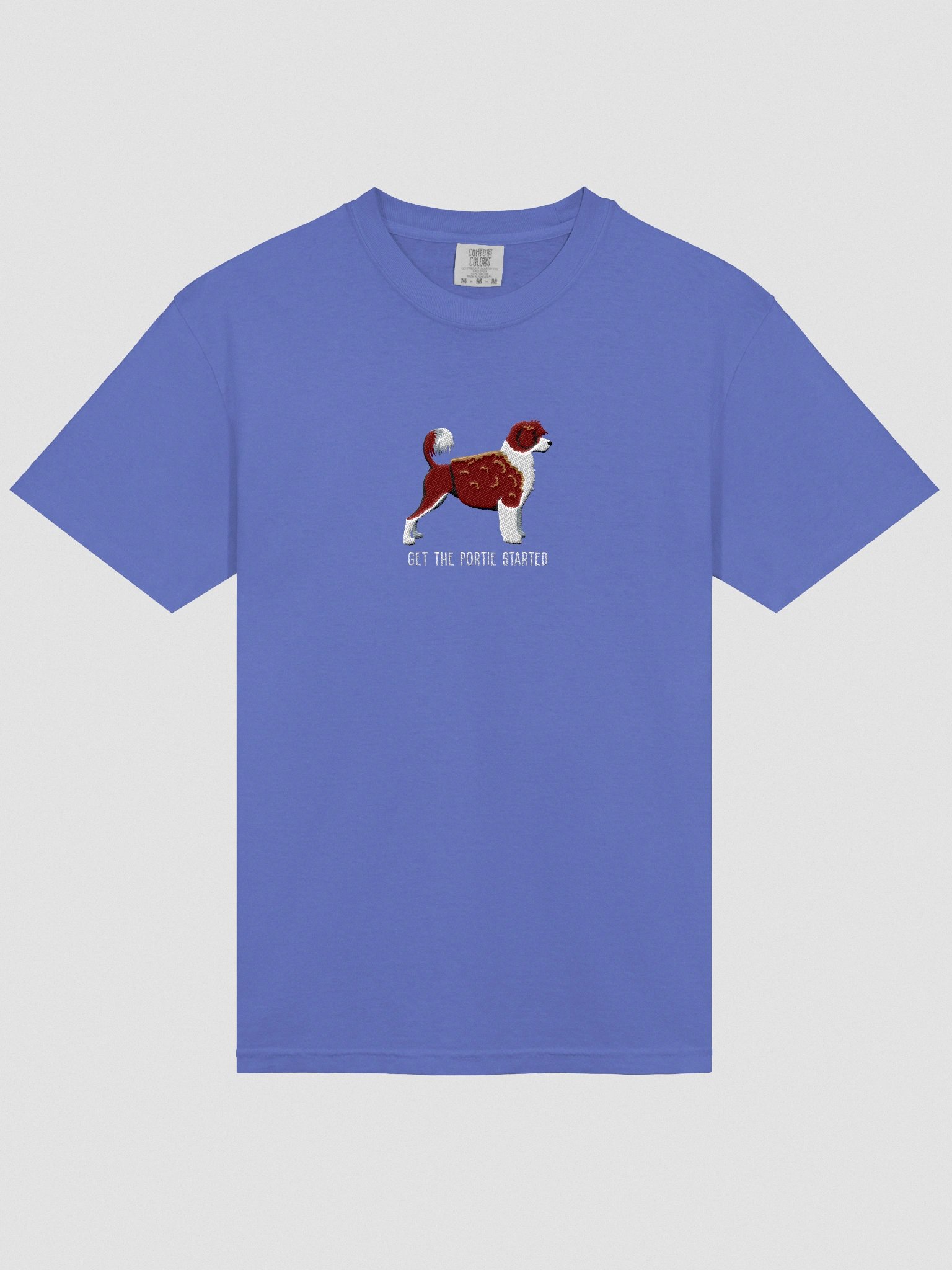 Get the Portie Started T-Shirt(Embroidered) of a Portuguese Water Dog(Chocolate & White) product image (6)