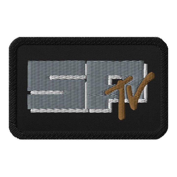 SP TV Patch - Embroidered - Rectangle. Grey and brown product image (1)
