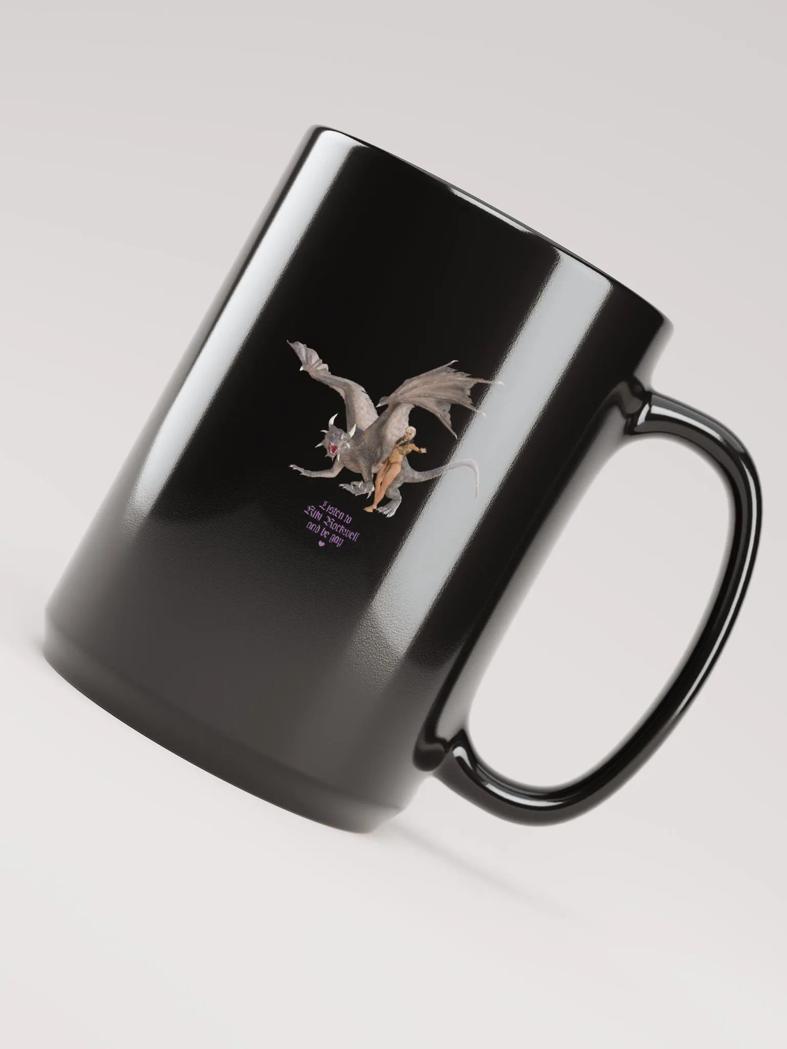 'Listen To Kiki Rockwell And Be Gay' Dragon Black Mug product image (4)