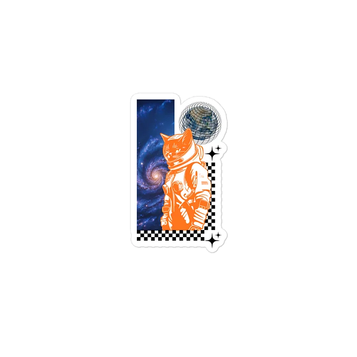 Orange Astronaut Cat Space Sticker product image (1)