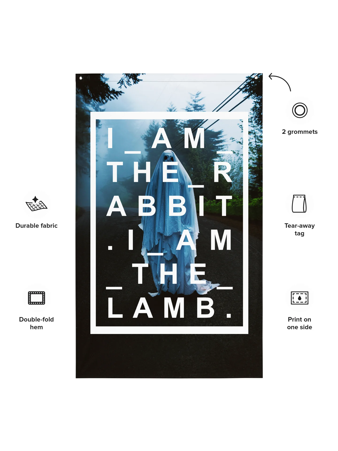 I Am The Rabbit. I Am The Lamb. - "Ghost" Wall Flag product image (3)