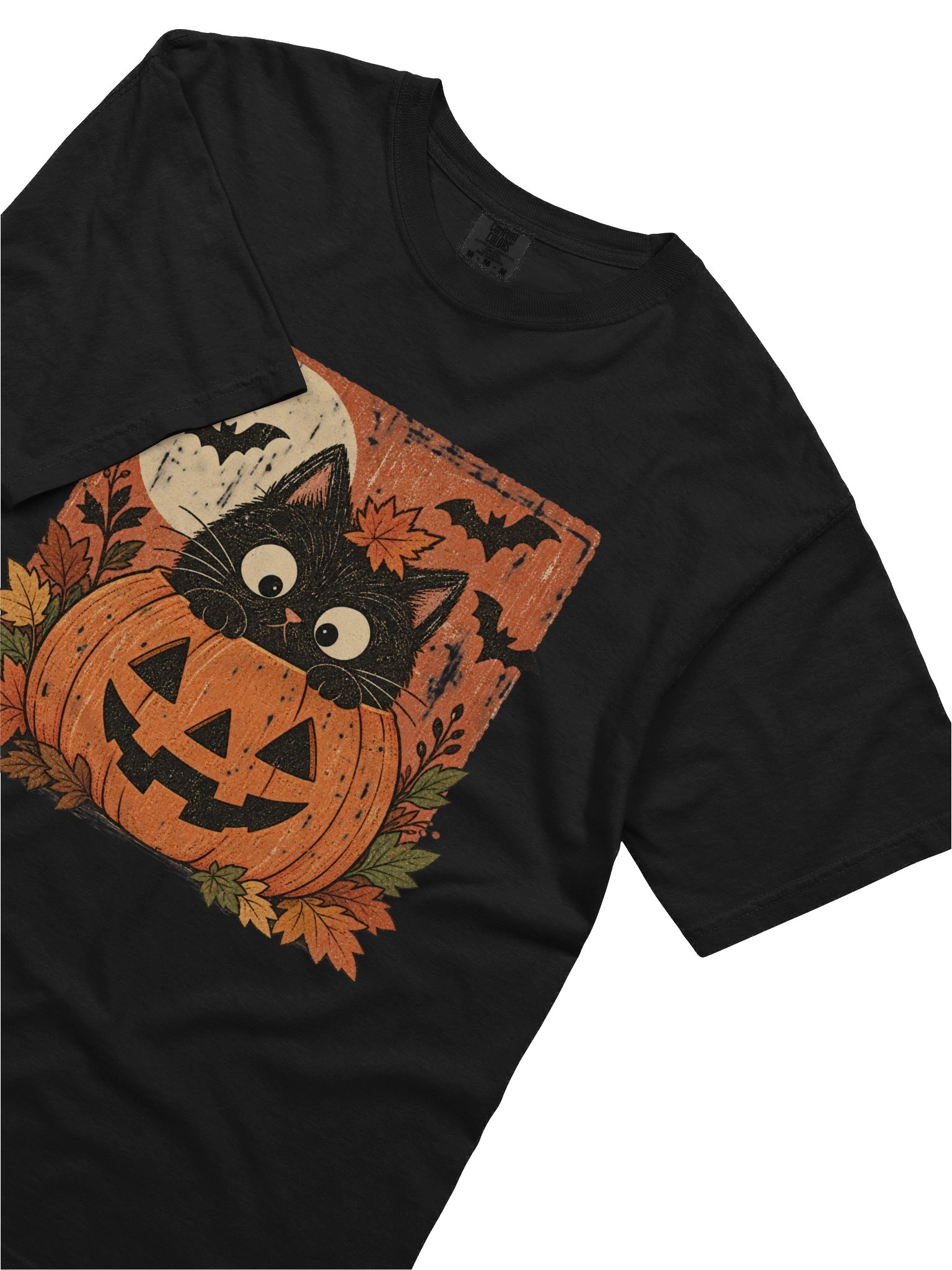 Vintage Halloween Black Cat T-Shirt, Pumpkin Graphic Tee, Retro Spooky Cat Shirt, Fall Halloween Shirt product image (11)
