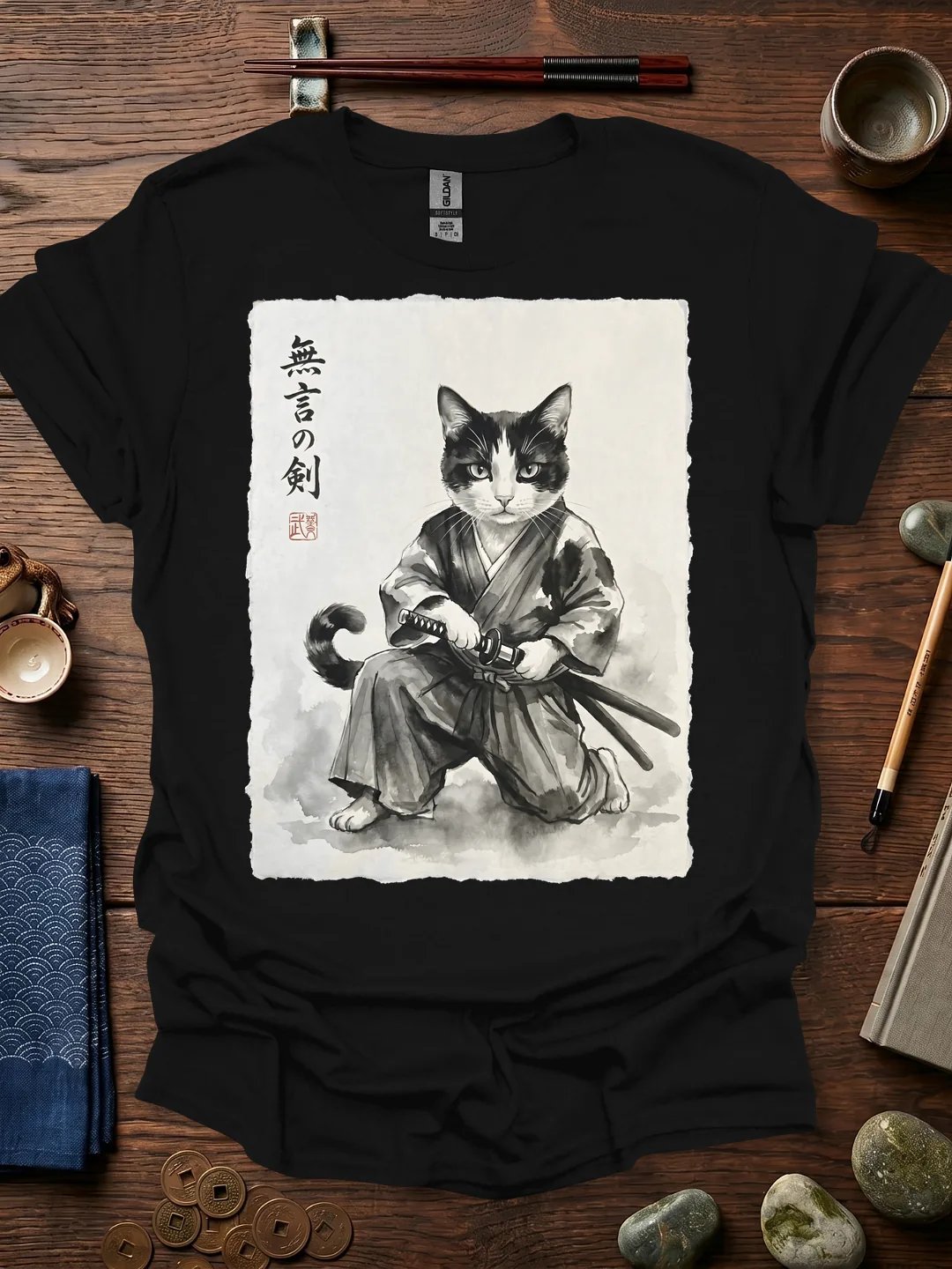Zen Samurai Cat T-Shirt product image (11)