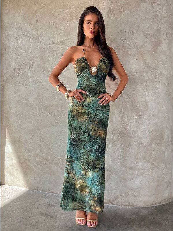 ADLEST Women's Bohemian Printed Beaded Decor Fitted Dress, Spring/Summer,Summer Dresses For Women product image (1)