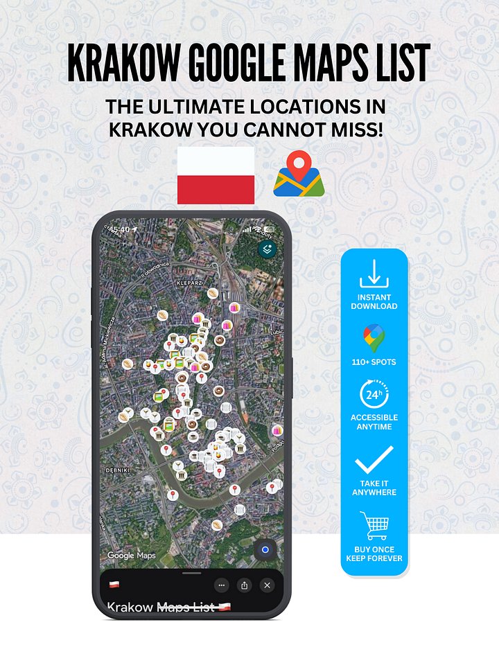 Krakow: 110+ Best Locations (Instant Google Maps Digital List) product image (1)