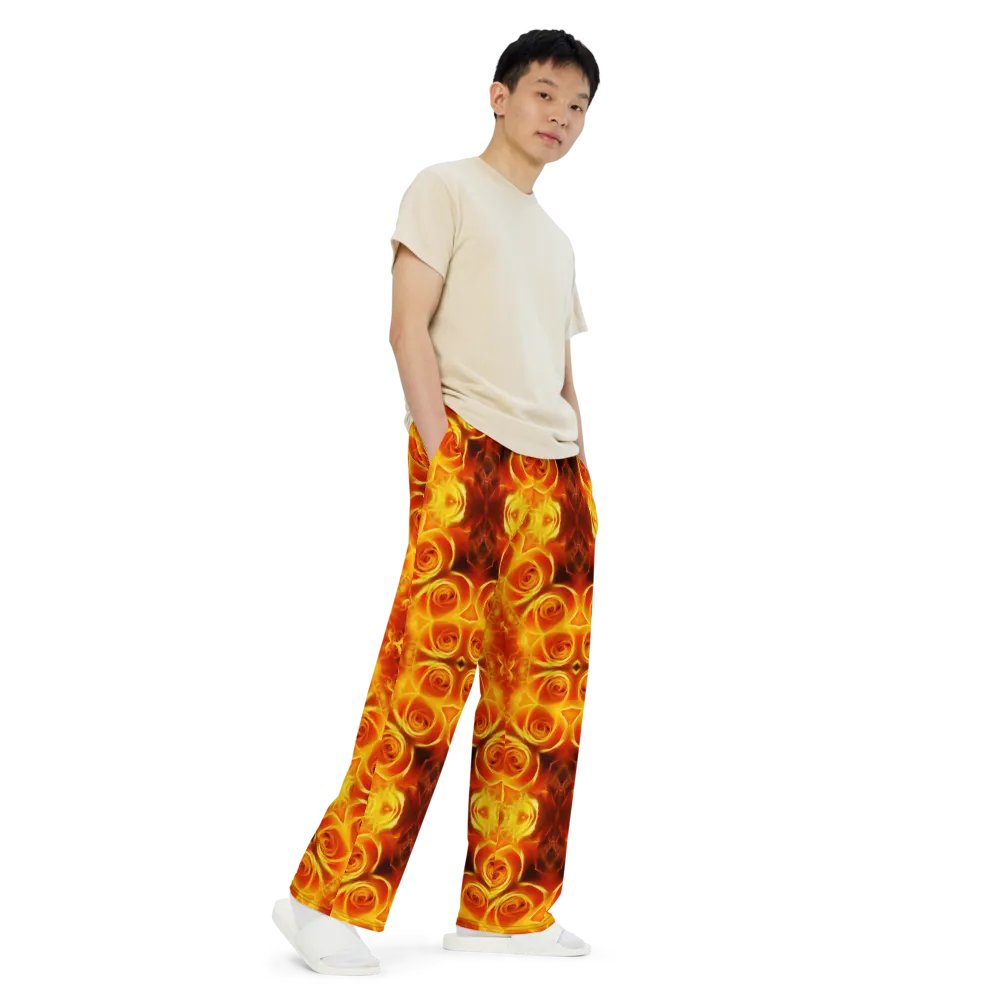 Orange Flower Petal Kaleidoscope Wideleg Pants product image (7)