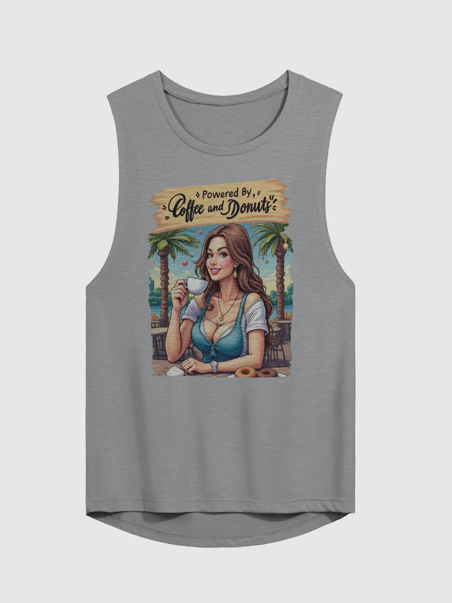 Powered by Coffee & Donuts Flowy Muscle Tank product image (4)