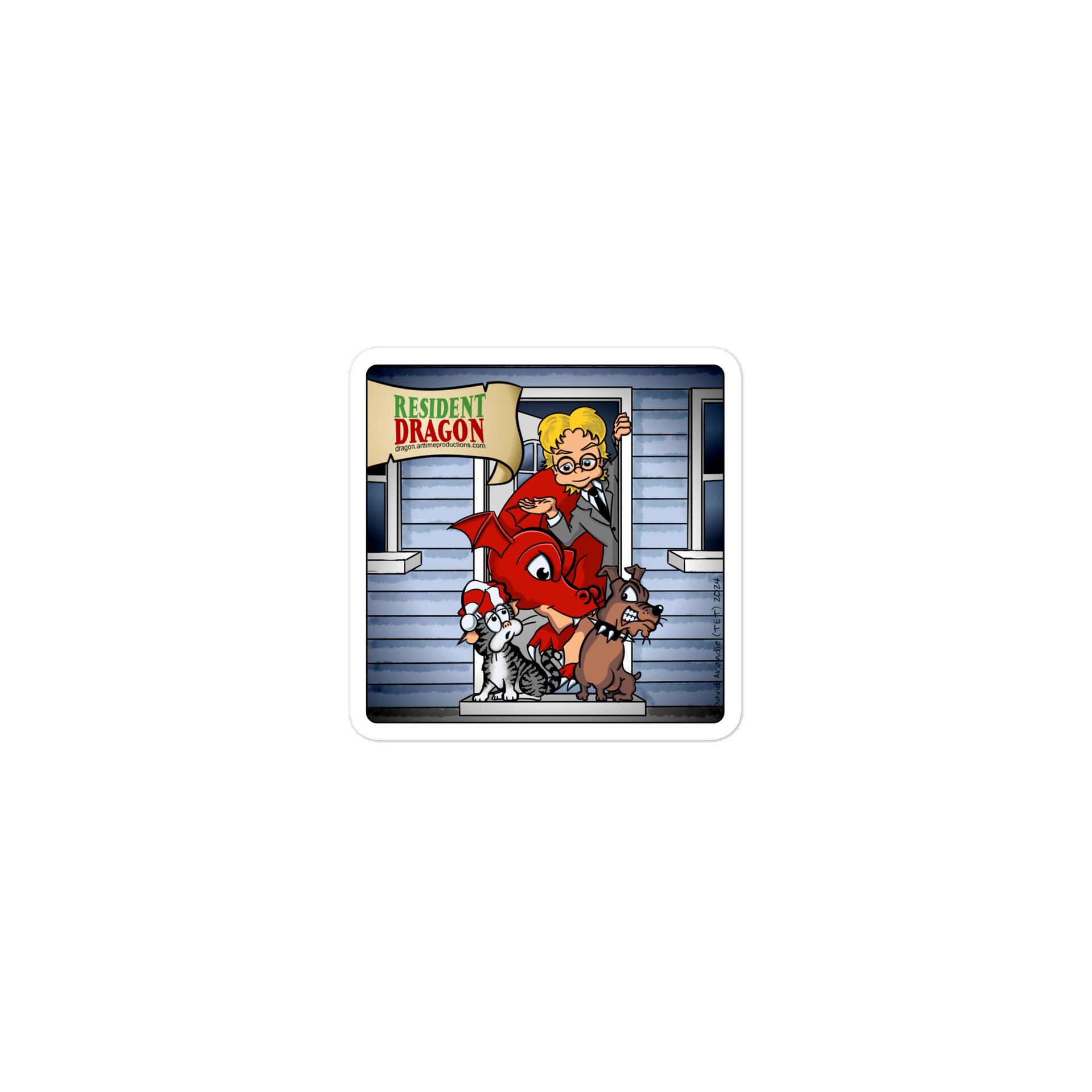 Whimsical Resident Dragon Main Cast Poster Die-Cut Stickers product image (1)