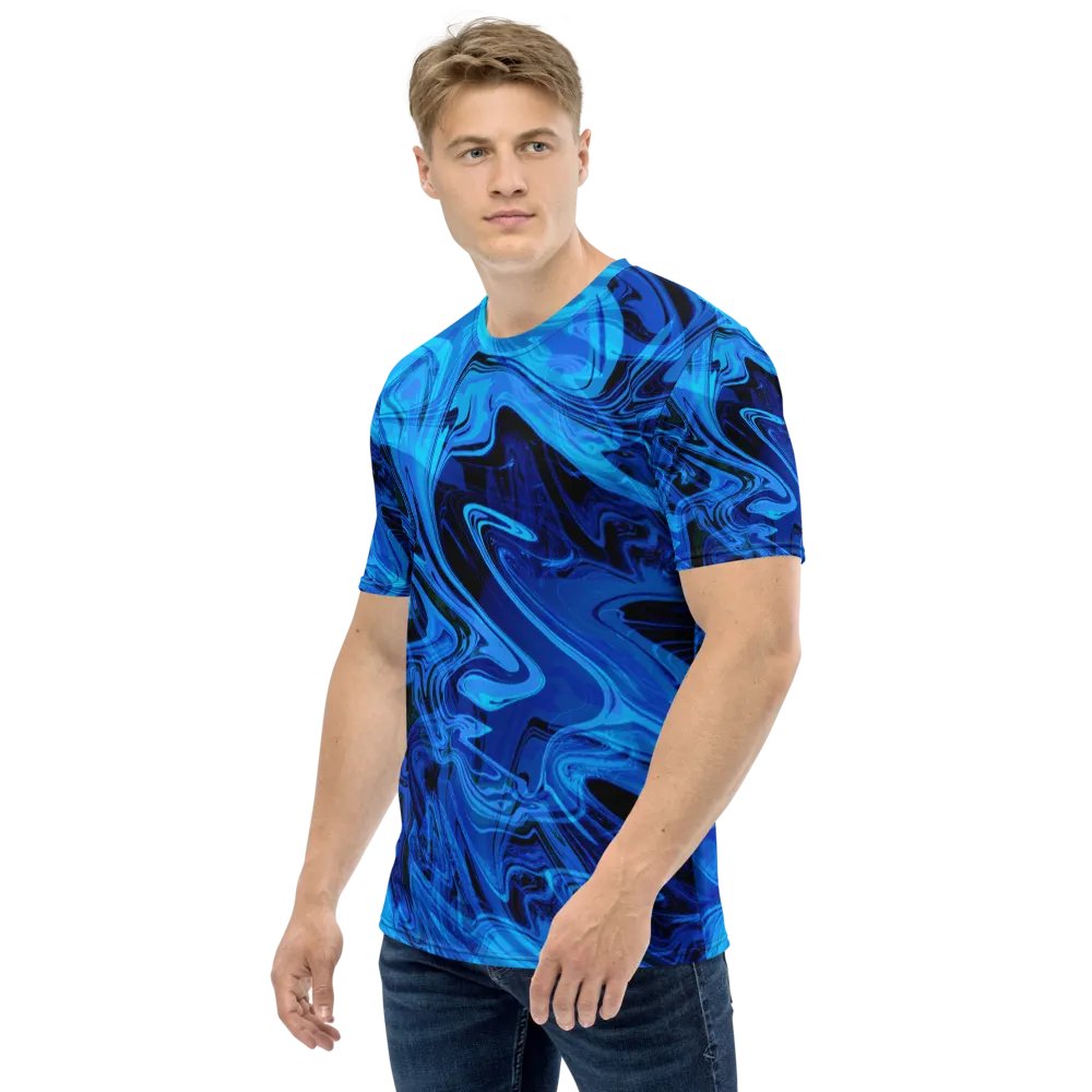 Blue and Black Swarm Pattern Urban Design T-Shirt product image (4)