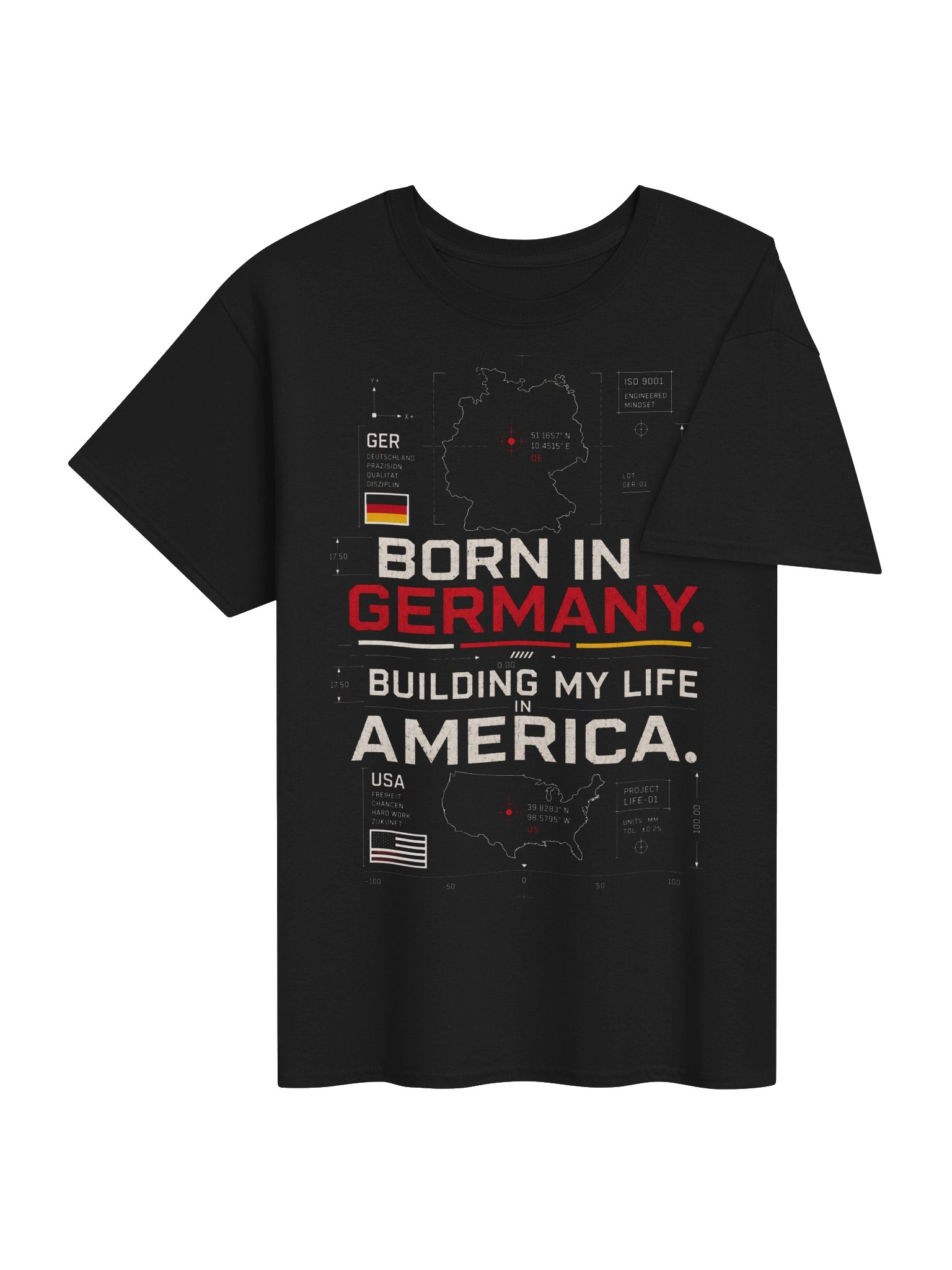 Born in Germany, Building My Life in America Blueprint T-Shirt product image (4)