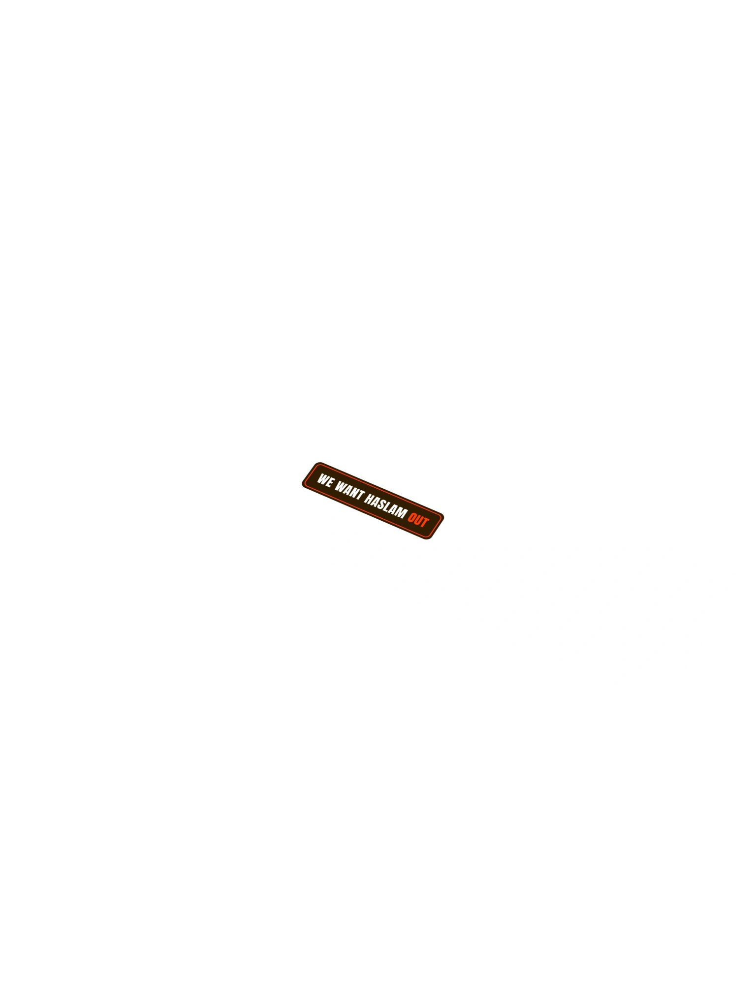 WE WANT HASLAM OUT Bumper Sticker product image (1)