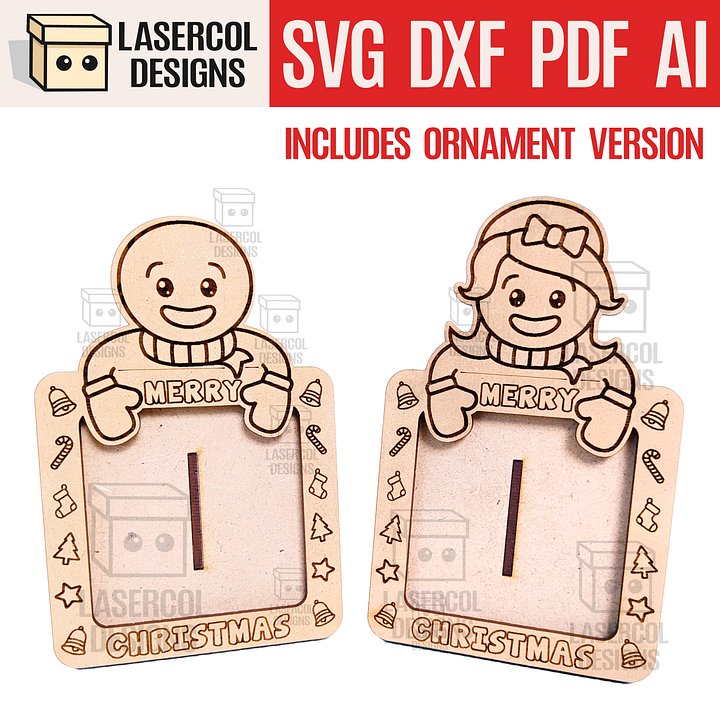 Christmas Ornaments Photo Frame Set 4- Laser Cut Files product image (1)