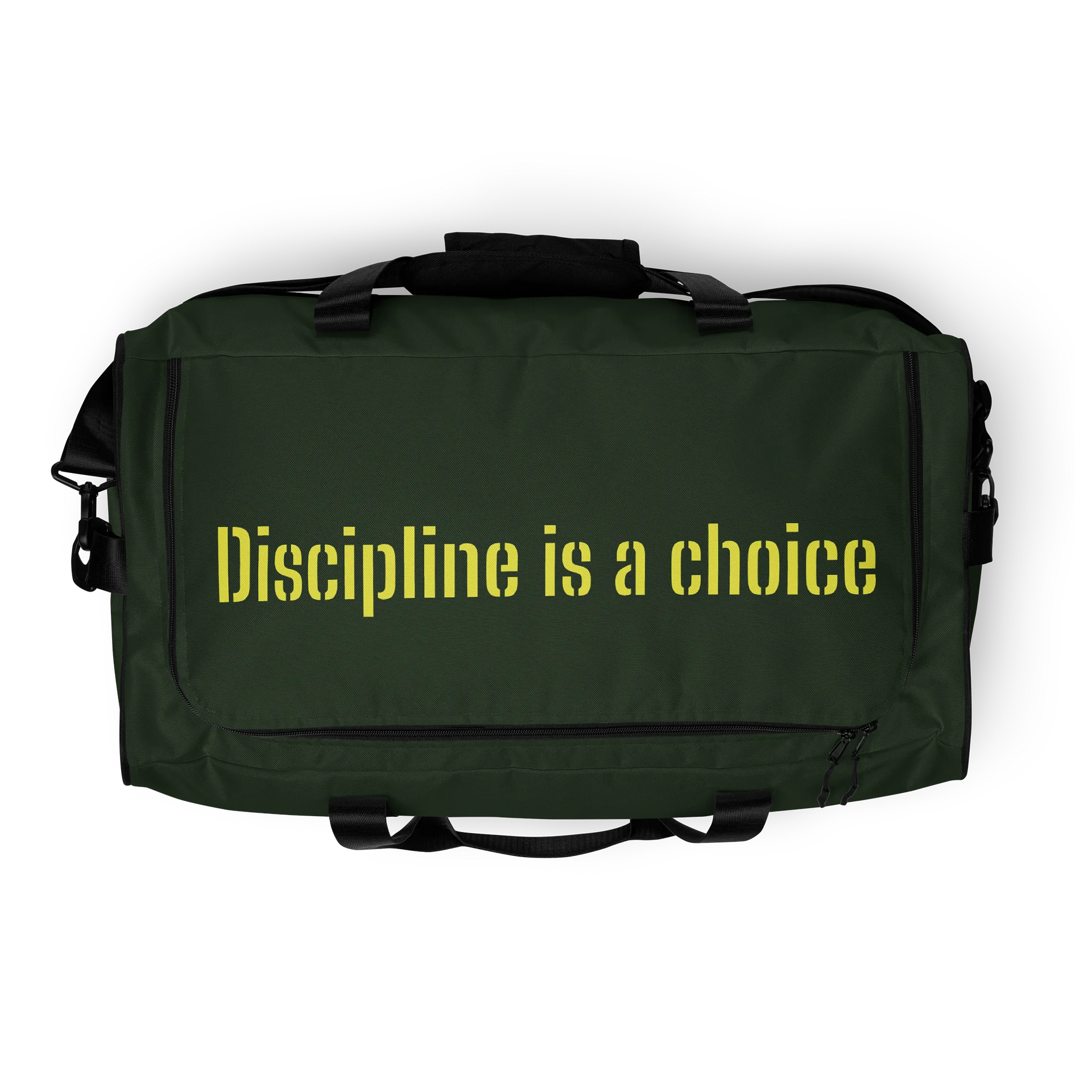 "Discipline is a choice" gym bag dark green product image (1)